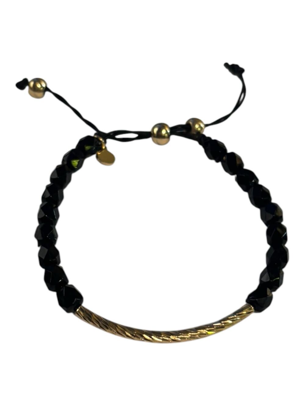 Amelia Rue Beaded Adjustable Black & Gold Tone Bracelet